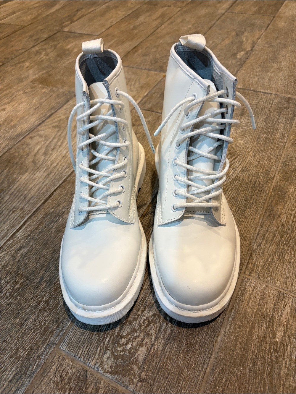 Dr. Martens White Leather Combat Boots 1460 pascal mono Women’s size 11
